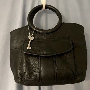 Fossil black leather small handbag, excellent